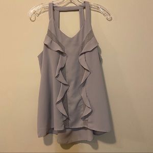 Doe & Rae Medium Gray Halter Tank Top With Ruffle